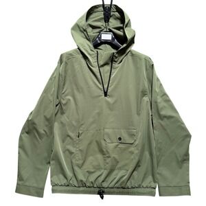 ELWOOD Olive Green Anorak Windbreaker Hoodie Pullover Jacket Size L